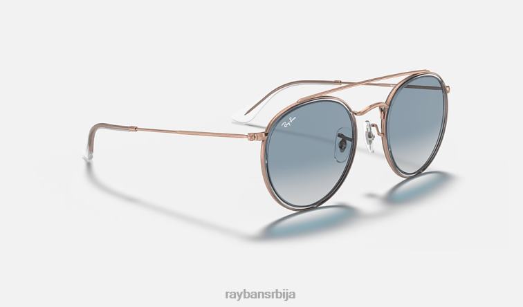 Ray-Ban округли дупли мост P0HP278 наочаре за сунце полирани бакар/светлоплава мушкарци
