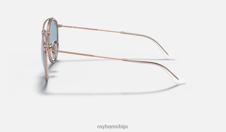 Ray-Ban округли дупли мост P0HP278 наочаре за сунце полирани бакар/светлоплава мушкарци
