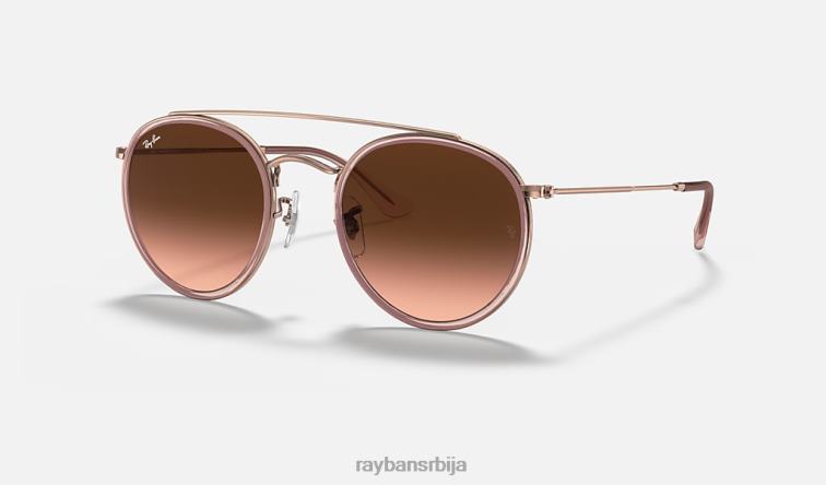 Ray-Ban округли дупли мост P0HP279 наочаре за сунце полирани бакар/браон мушкарци