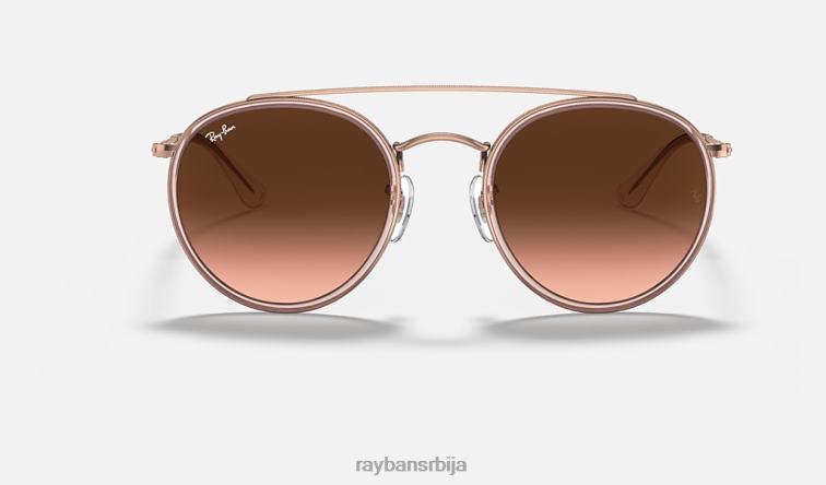 Ray-Ban округли дупли мост P0HP279 наочаре за сунце полирани бакар/браон мушкарци