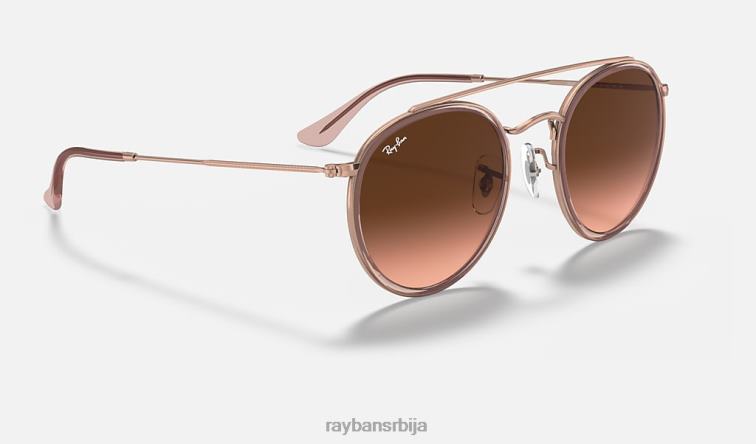 Ray-Ban округли дупли мост P0HP279 наочаре за сунце полирани бакар/браон мушкарци