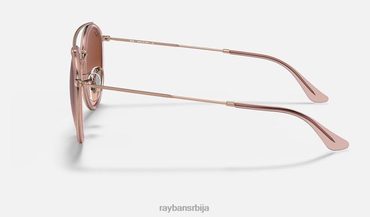 Ray-Ban округли дупли мост P0HP279 наочаре за сунце полирани бакар/браон мушкарци