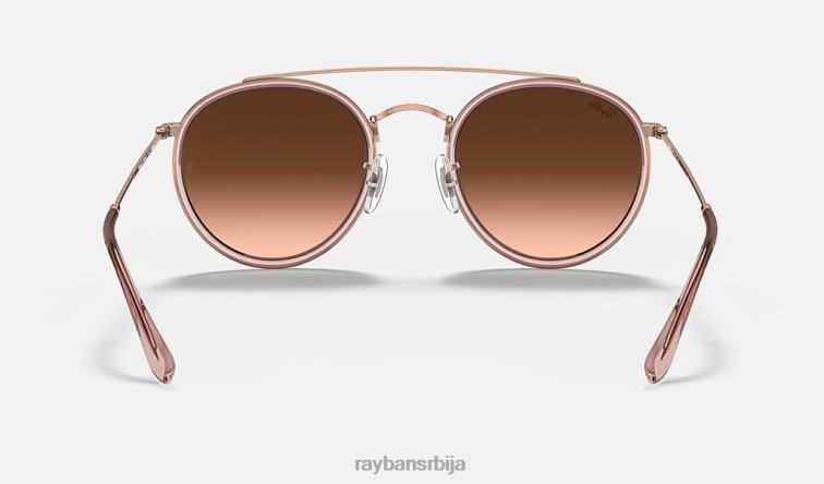 Ray-Ban округли дупли мост P0HP279 наочаре за сунце полирани бакар/браон мушкарци