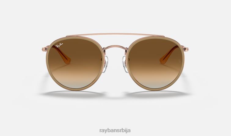 Ray-Ban округли дупли мост P0HP280 наочаре за сунце полирани бакар/светло браон мушкарци