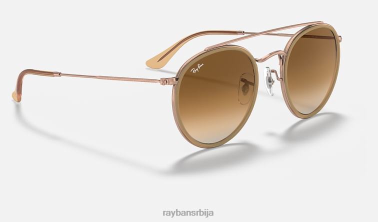 Ray-Ban округли дупли мост P0HP280 наочаре за сунце полирани бакар/светло браон мушкарци
