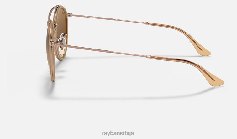 Ray-Ban округли дупли мост P0HP280 наочаре за сунце полирани бакар/светло браон мушкарци