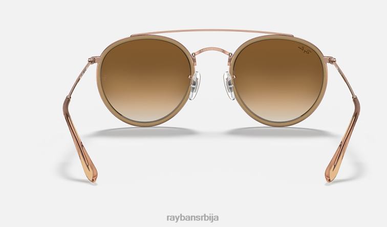Ray-Ban округли дупли мост P0HP280 наочаре за сунце полирани бакар/светло браон мушкарци