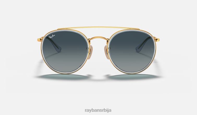 Ray-Ban округли дупли мост P0HP282 наочаре за сунце полирано златно/плаво мушкарци