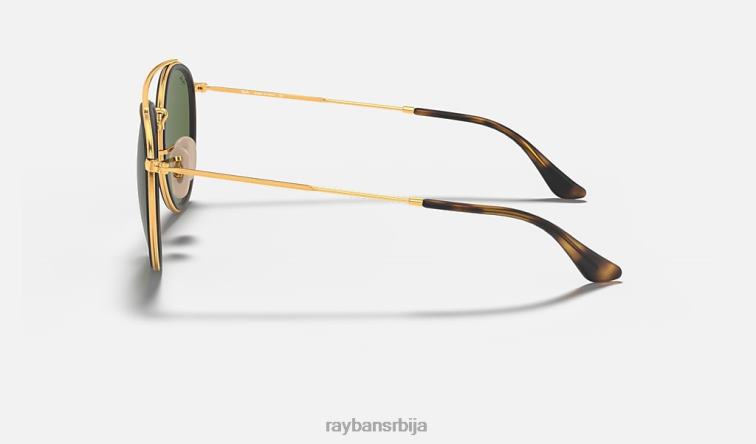 Ray-Ban округли дупли мост P0HP283 наочаре за сунце полирано златно/зелено мушкарци