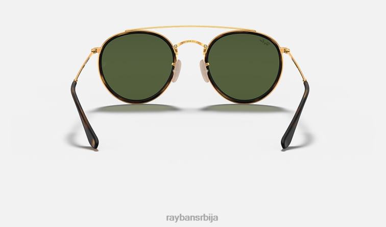 Ray-Ban округли дупли мост P0HP283 наочаре за сунце полирано златно/зелено мушкарци