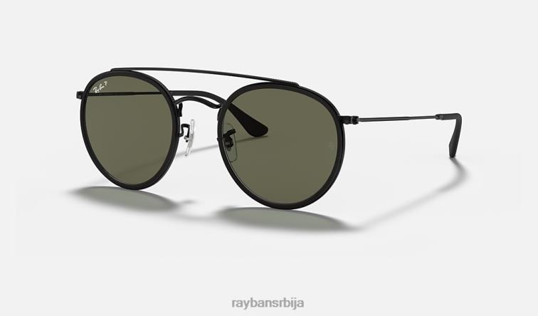 Ray-Ban округли дупли мост P0HP284 наочаре за сунце полирана црно/зелена мушкарци