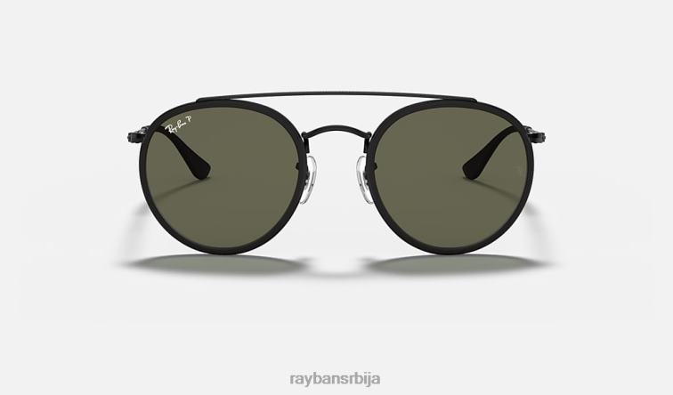 Ray-Ban округли дупли мост P0HP284 наочаре за сунце полирана црно/зелена мушкарци