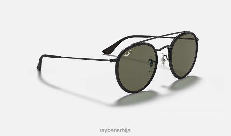Ray-Ban округли дупли мост P0HP284 наочаре за сунце полирана црно/зелена мушкарци