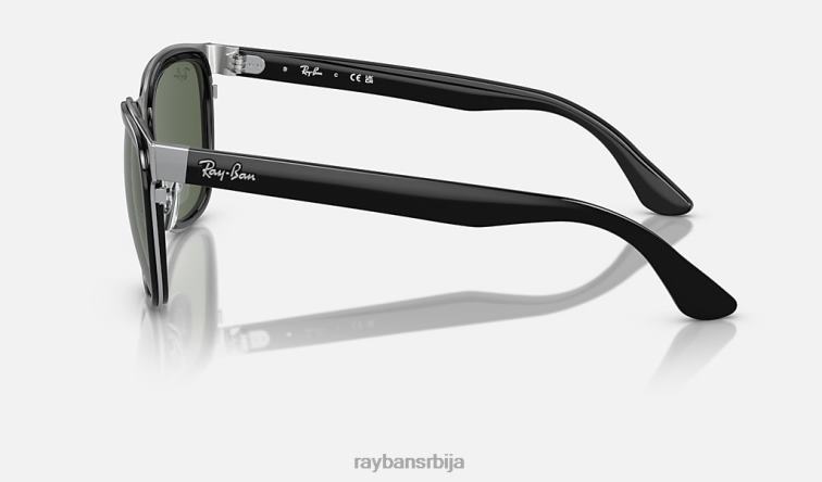 Ray-Ban Цлиде P0HP297 наочаре за сунце полирано црно на сребрно/тамно зелено мушкарци