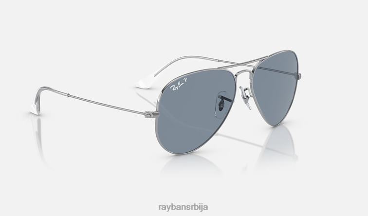 Ray-Ban авиатор цлассиц P0HP2 наочаре за сунце полирано сребрно/плаво мушкарци