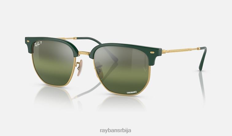 Ray-Ban нови клупски управник P0HP308 наочаре за сунце полирано зелено на злату/сребру/зелено мушкарци