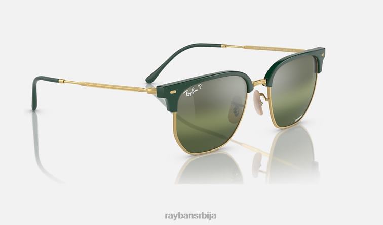 Ray-Ban нови клупски управник P0HP308 наочаре за сунце полирано зелено на злату/сребру/зелено мушкарци