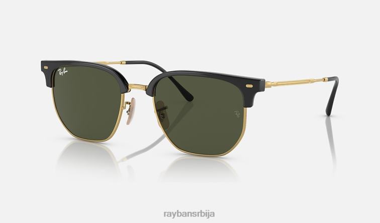 Ray-Ban нови клупски управник P0HP309 наочаре за сунце полирано црно на златно/зелено мушкарци