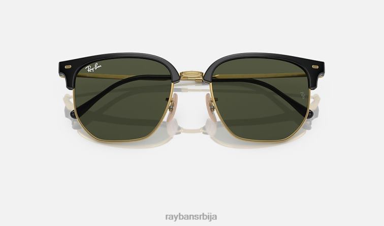 Ray-Ban нови клупски управник P0HP309 наочаре за сунце полирано црно на златно/зелено мушкарци