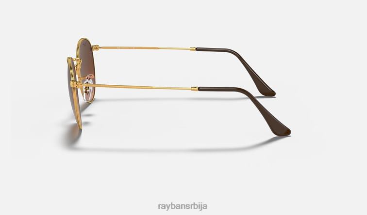 Ray-Ban округли метал P0HP30 наочаре за сунце полирана светло бронза/розе/браон мушкарци