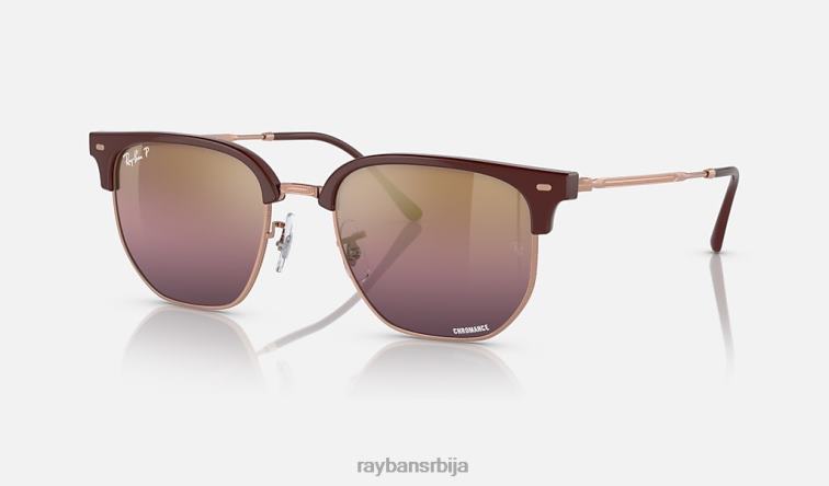 Ray-Ban нови клупски управник P0HP312 наочаре за сунце полирани бордо на ружичасто злато/злато/црвено мушкарци