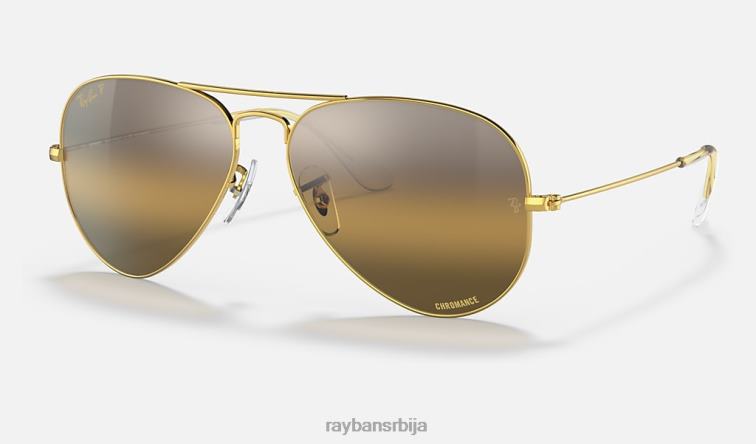Ray-Ban авиатор цхроманце P0HP327 наочаре за сунце полирано злато/сребро/браон мушкарци