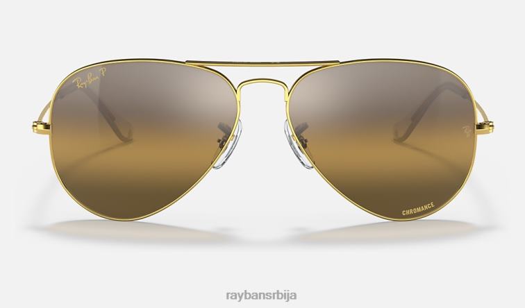 Ray-Ban авиатор цхроманце P0HP327 наочаре за сунце полирано злато/сребро/браон мушкарци