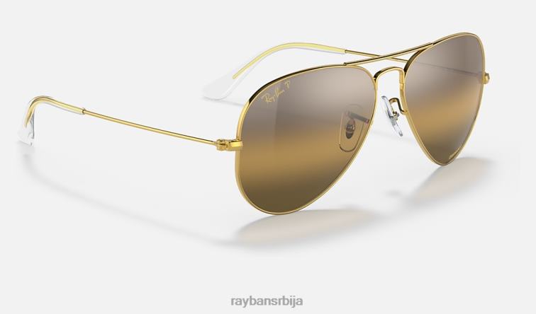 Ray-Ban авиатор цхроманце P0HP327 наочаре за сунце полирано злато/сребро/браон мушкарци