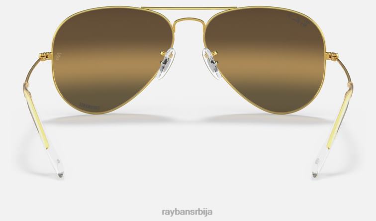 Ray-Ban авиатор цхроманце P0HP327 наочаре за сунце полирано злато/сребро/браон мушкарци