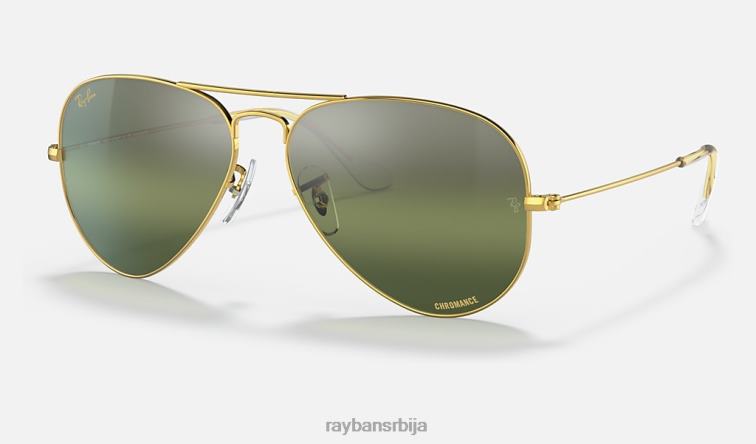 Ray-Ban авиатор цхроманце P0HP328 наочаре за сунце полирано злато / сребро / зелено мушкарци