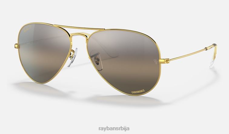 Ray-Ban авиатор цхроманце P0HP329 наочаре за сунце полирано злато/сребро/сиво мушкарци