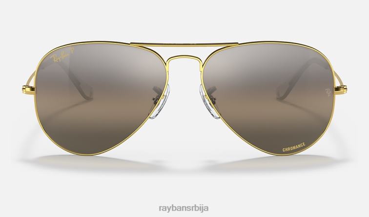 Ray-Ban авиатор цхроманце P0HP329 наочаре за сунце полирано злато/сребро/сиво мушкарци