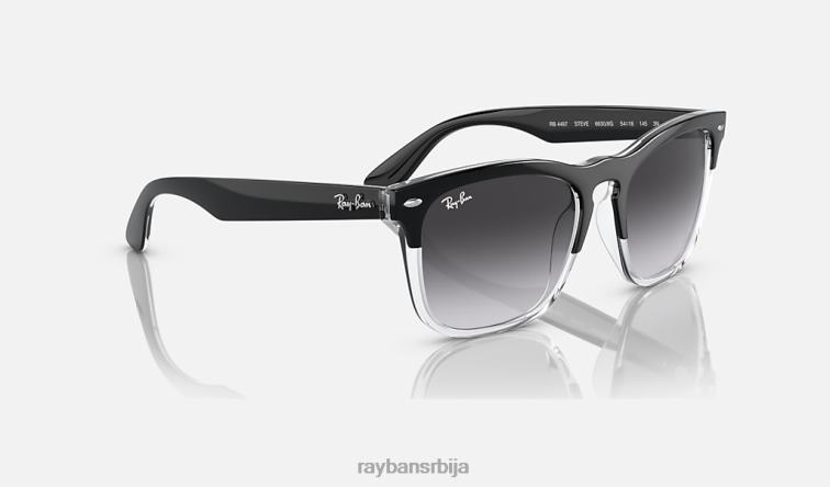 Ray-Ban Стеве P0HP337 наочаре за сунце полирано црно на транспарентно/сиво мушкарци