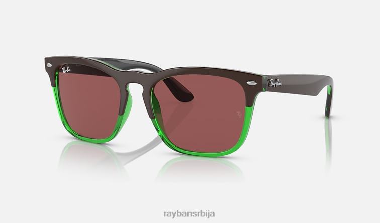 Ray-Ban Стеве P0HP339 наочаре за сунце полирано тамно браон на провидно зелено/тамнољубичасто мушкарци