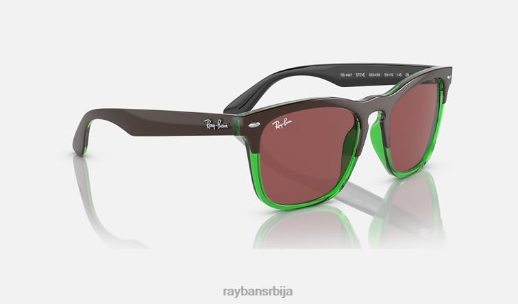Ray-Ban Стеве P0HP339 наочаре за сунце полирано тамно браон на провидно зелено/тамнољубичасто мушкарци