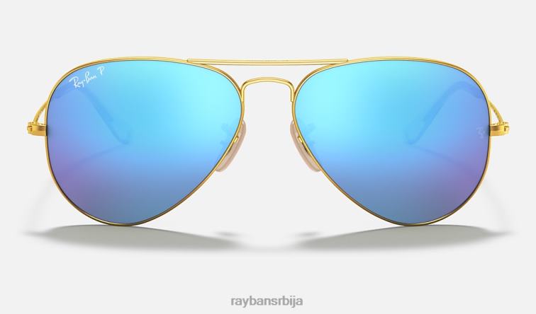 Ray-Ban авиаторски блиц сочива P0HP340 наочаре за сунце мат златно/плаво мушкарци