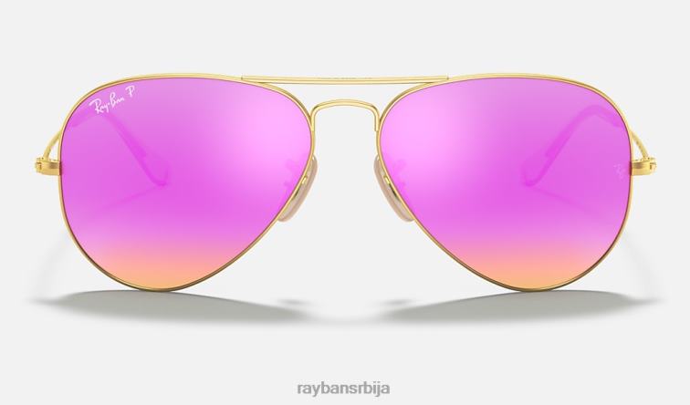 Ray-Ban авиаторски блиц сочива P0HP341 наочаре за сунце мат злато/циклама мушкарци