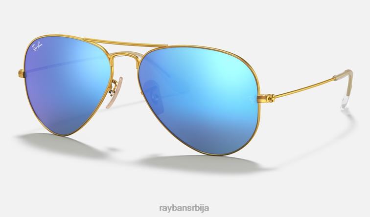 Ray-Ban авиаторски блиц сочива P0HP342 наочаре за сунце мат златно/плаво мушкарци