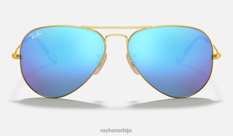 Ray-Ban авиаторски блиц сочива P0HP342 наочаре за сунце мат златно/плаво мушкарци