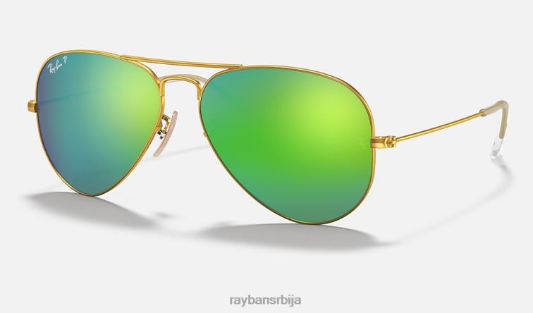 Ray-Ban авиаторски блиц сочива P0HP343 наочаре за сунце мат златно/зелена мушкарци