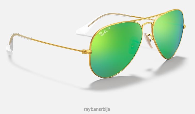 Ray-Ban авиаторски блиц сочива P0HP343 наочаре за сунце мат златно/зелена мушкарци