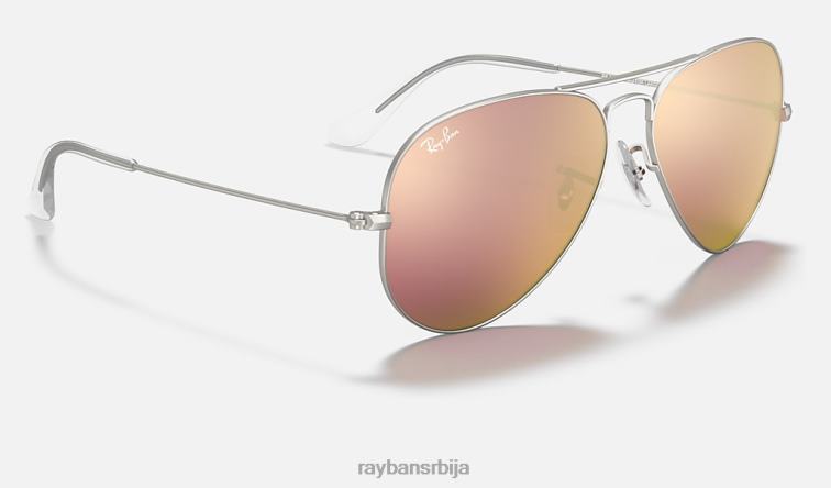 Ray-Ban авиаторски блиц сочива P0HP344 наочаре за сунце мат сребро/бакар мушкарци