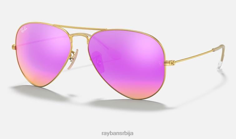 Ray-Ban авиаторски блиц сочива P0HP345 наочаре за сунце мат злато/циклама мушкарци