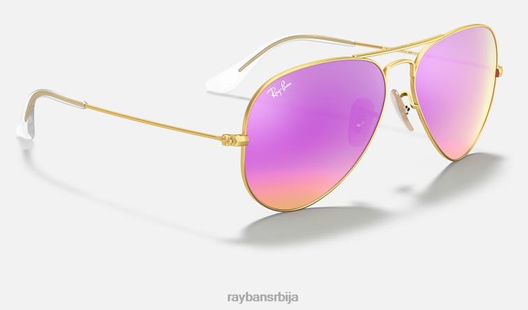 Ray-Ban авиаторски блиц сочива P0HP345 наочаре за сунце мат злато/циклама мушкарци