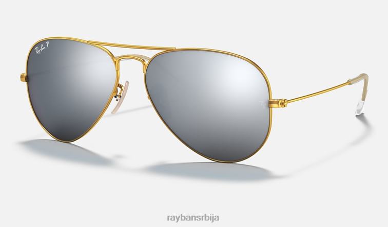 Ray-Ban авиаторски блиц сочива P0HP346 наочаре за сунце мат злато/сребро мушкарци