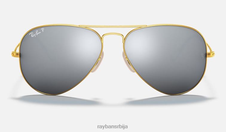 Ray-Ban авиаторски блиц сочива P0HP346 наочаре за сунце мат злато/сребро мушкарци