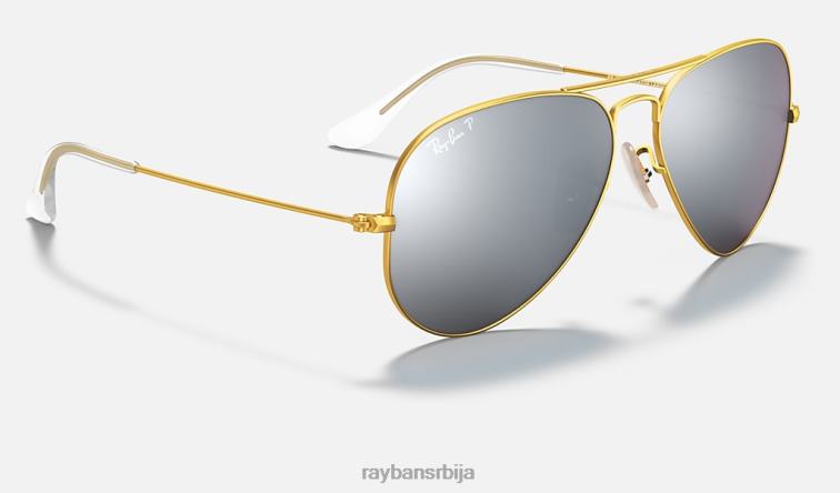 Ray-Ban авиаторски блиц сочива P0HP346 наочаре за сунце мат злато/сребро мушкарци