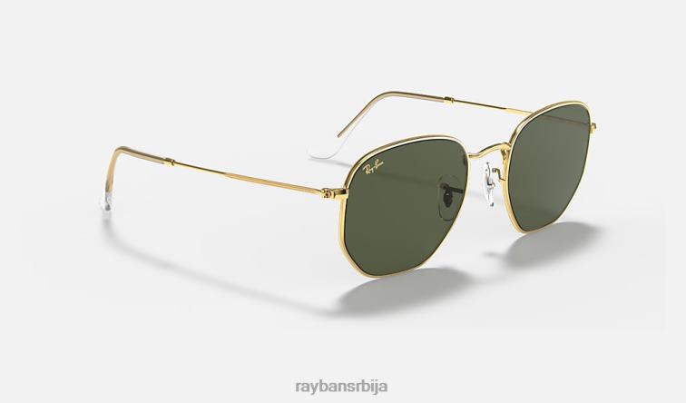 Ray-Ban хексагонални P0HP348 наочаре за сунце полирано златно/зелено мушкарци