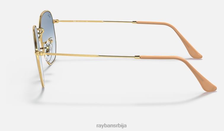 Ray-Ban хексагонални P0HP349 наочаре за сунце полирано злато/светло плаво мушкарци