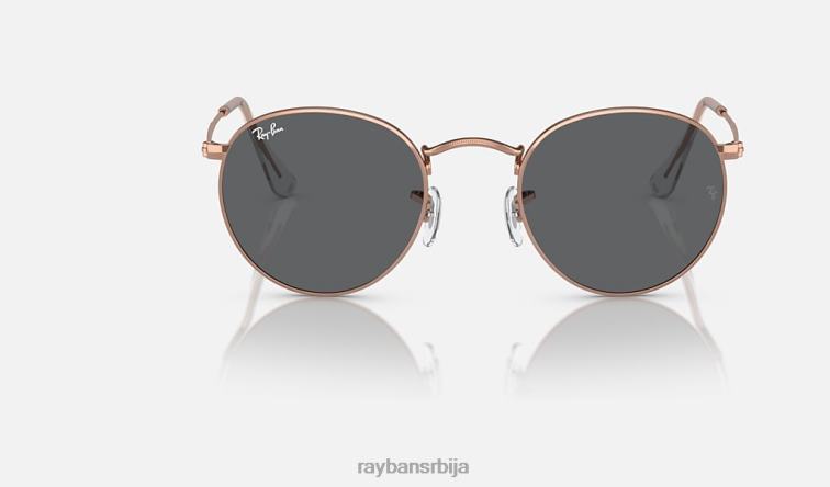 Ray-Ban округли метал P0HP393 наочаре за сунце полирано ружичасто злато/тамно сива мушкарци